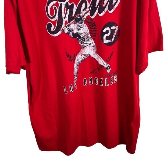 MLB Mike Trout Los Angeles Angels Red Short Sleeve T Shirt - Picture 3 of 6